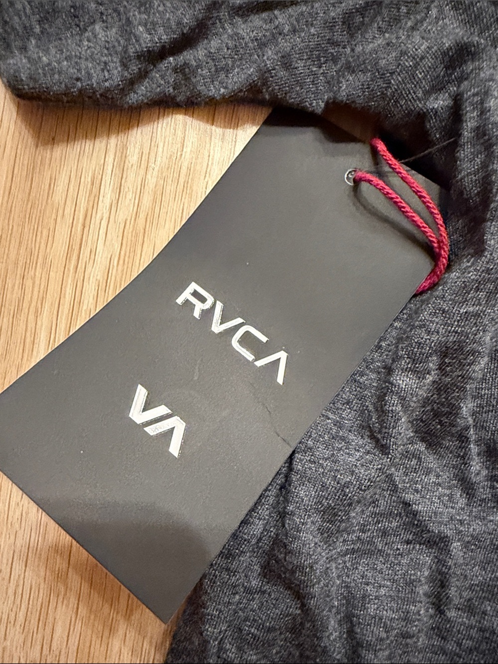 RVCA Men’s Charcoal Short Sleeve T-Shirt with White Logo - Picture 2 of 4